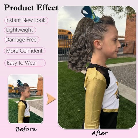 Curly Cheerleader Hairpiece Ponytail 14" view 3