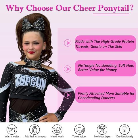 Curly Cheerleader Hairpiece Ponytail 14" view 5