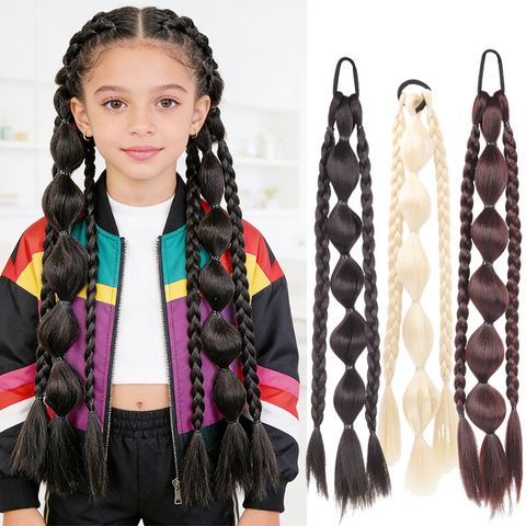 1PC Children's Wigs Double Ponytails Bubble Braids Lant view 2