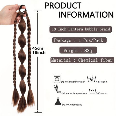 1PC Children's Wigs Double Ponytails Bubble Braids Lant view 3