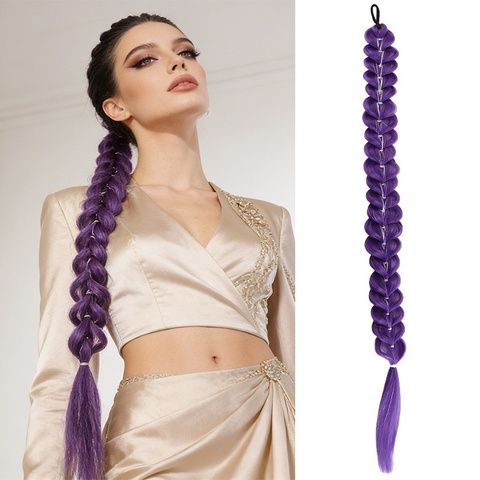 Wig Purple Ponytail Colorful Elastic Rope Braided Hair High view 2
