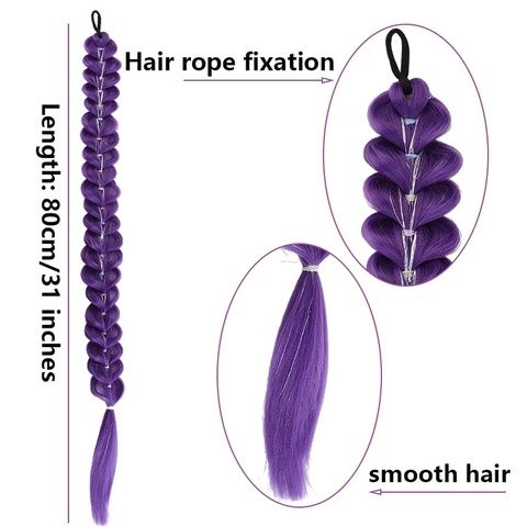 Wig Purple Ponytail Colorful Elastic Rope Braided Hair High view 3