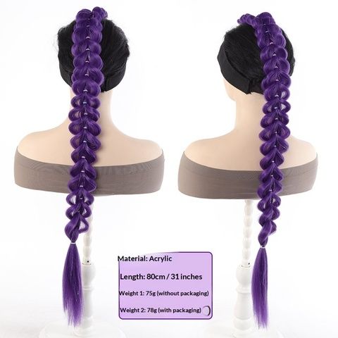 Wig Purple Ponytail Colorful Elastic Rope Braided Hair High view 6